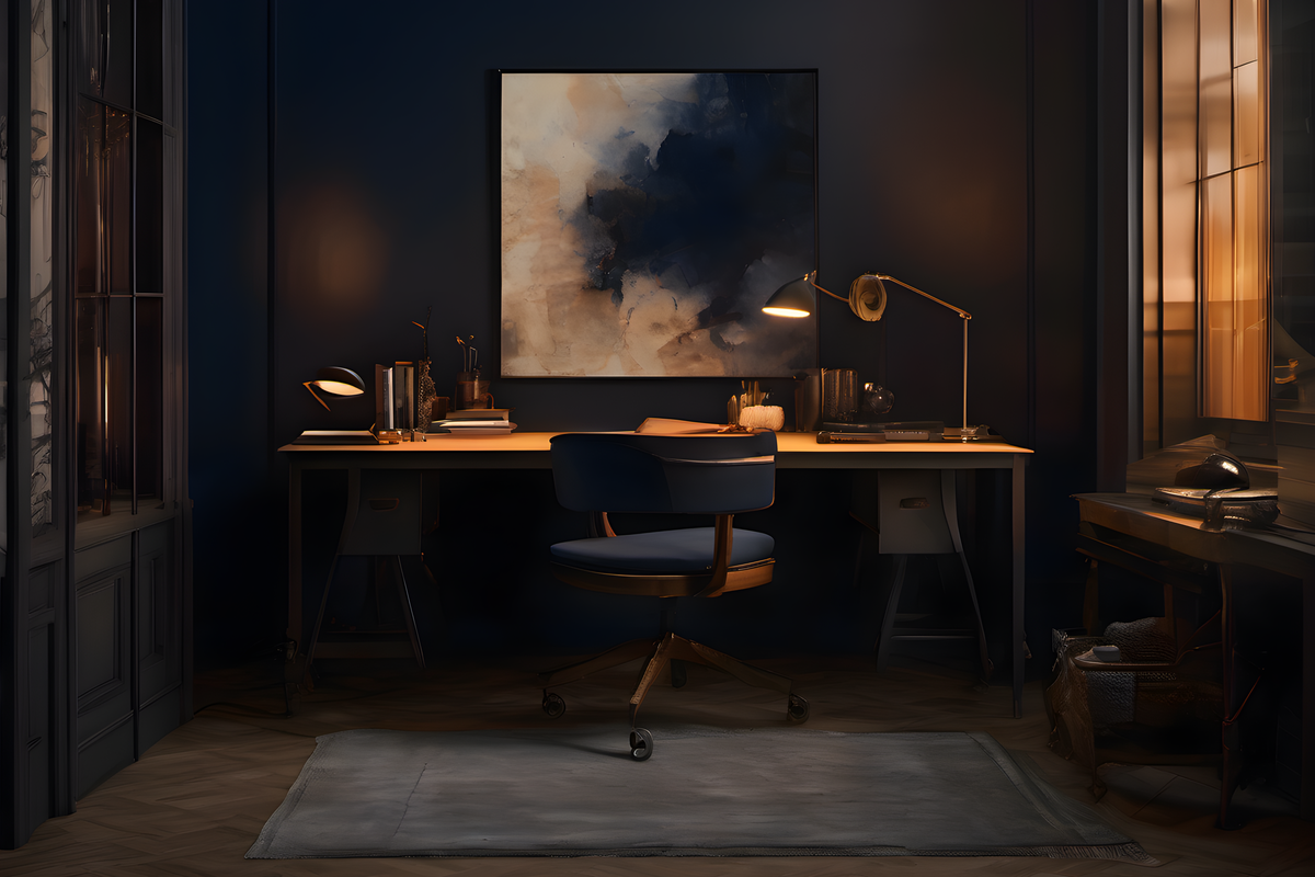 The CPUnity studio: warm amber light falling over a dark workspace panel